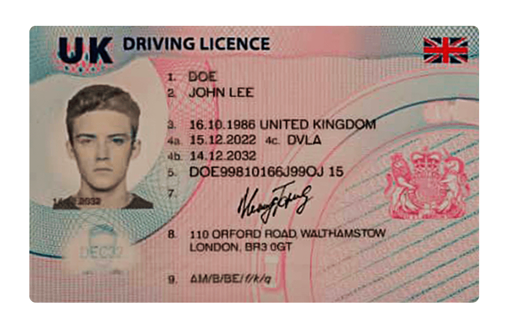 UK driving licence front